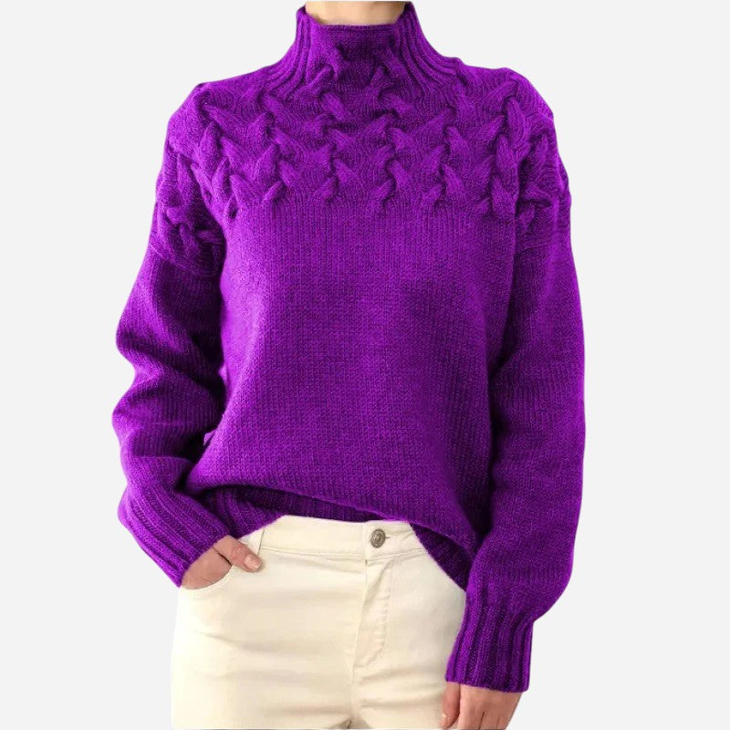 Alma™ Pull à Col Roulé en Maille Câble Torsadée