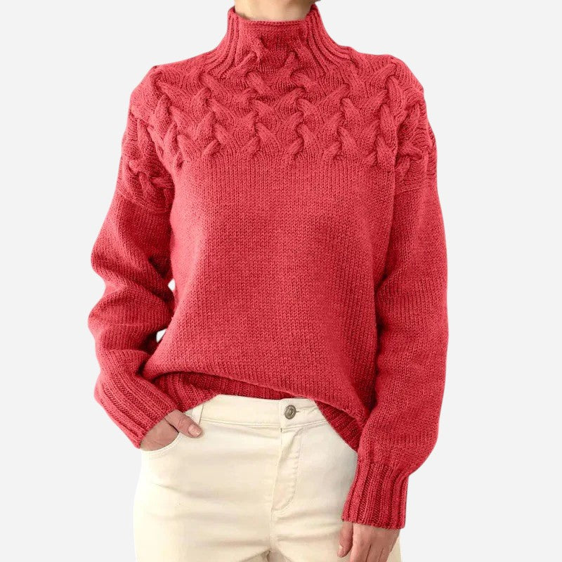 Alma™ Pull à Col Roulé en Maille Câble Torsadée