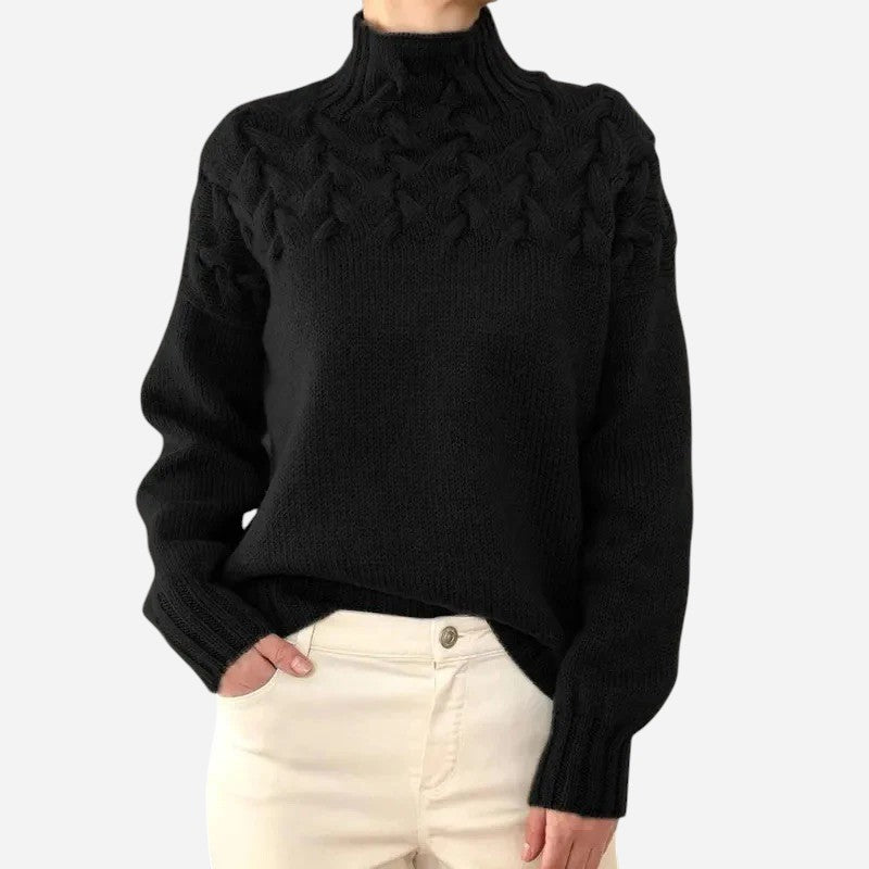Alma™ Pull à Col Roulé en Maille Câble Torsadée