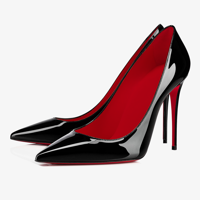 Patent Leather Stiletto Pumps with Red Interior