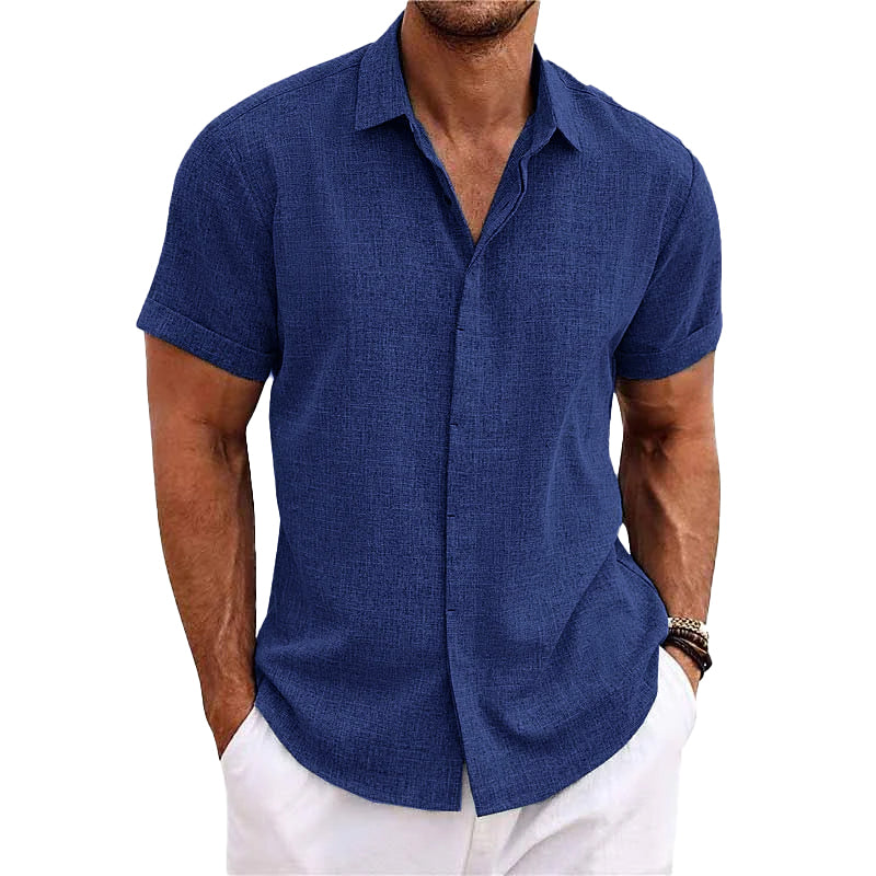 Chemise à manches courtes en lin pour homme