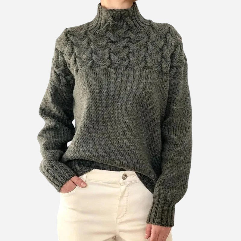 Alma™ Pull à Col Roulé en Maille Câble Torsadée