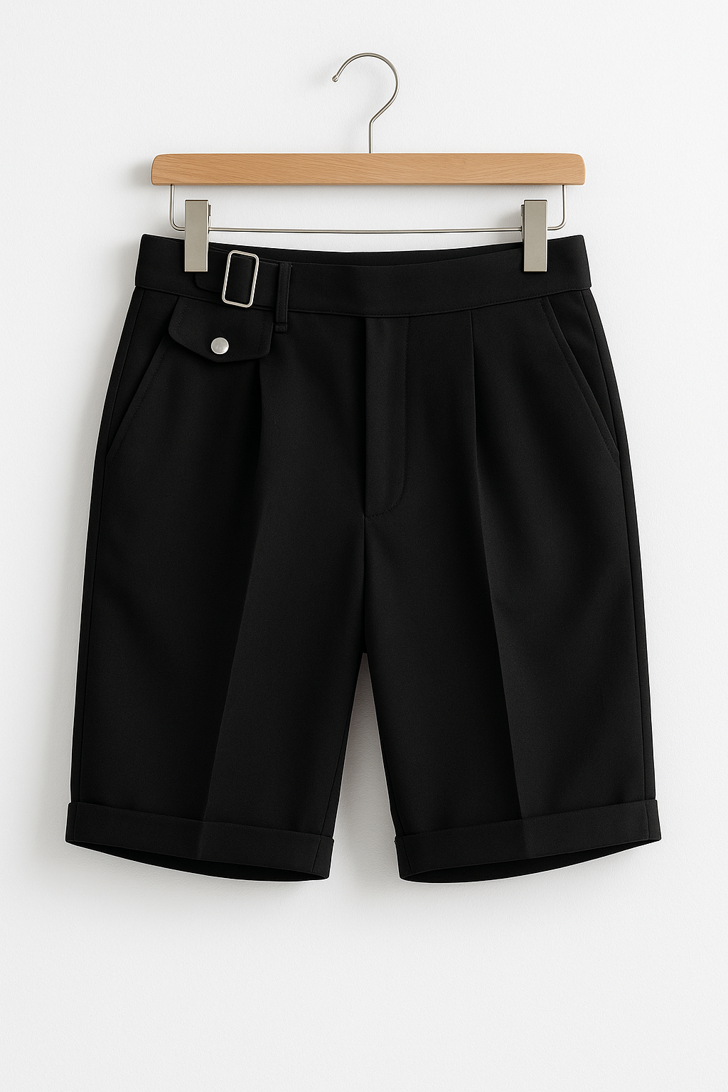 Shorts Plissés Chic avec Boucles Latérales pour un Port Stylé