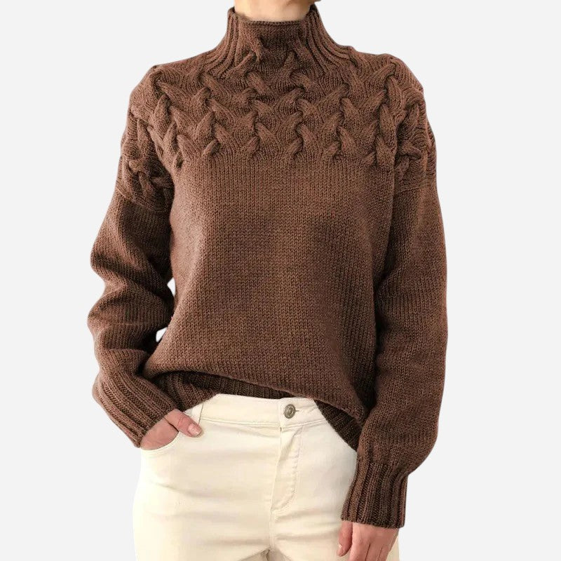 Alma™ Pull à Col Roulé en Maille Câble Torsadée