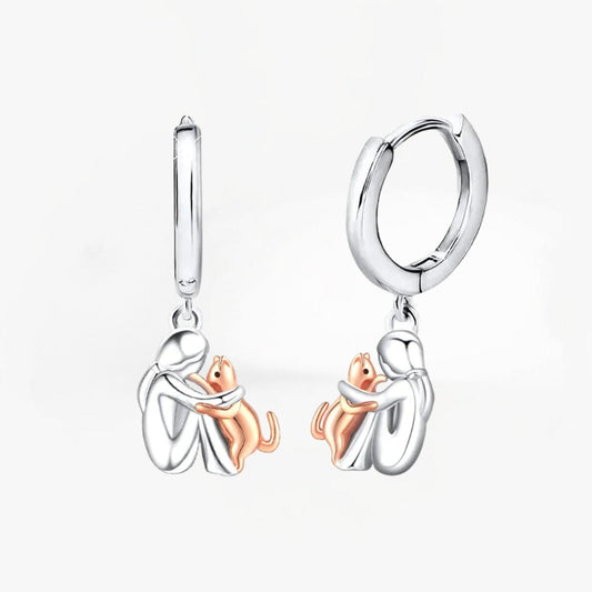 Lily™ – Boucles d’oreilles icône du chat (fermeture ronde)